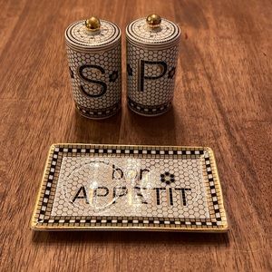 NWT Anthropologie bistro tile salt and pepper shakers